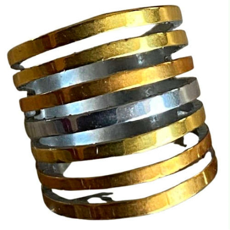 Bague 7 anneaux différents coloris acier FBA2506