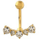 Bijou nombril avec 5 brillants blancs en long acier doré or fin GPBST 001
