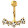 Bijou nombril avec 5 brillants blancs en long acier doré or fin GPBST 001