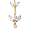 Bijou nombril 2 marquises avec brillants blancs acier doré or fin GPBNI 005