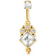 Bijou nombril motif ethnique avec brillants blancs et strass acier doré or fin GPBNI 002