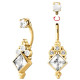 Bijou nombril motif ethnique avec brillants blancs et strass acier doré or fin GPBNI 002