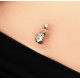 Bijou nombril motif ethnique avec brillants blancs et strass acier doré or fin GPBNI 002