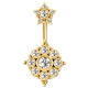Bijou nombril 2 fleurs avec brillants blancs acier doré or fin GPBNI 001