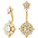 Bijou nombril 2 fleurs avec brillants blancs acier doré or fin GPBNI 001