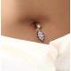Bijou nombril fleur avec brillants blancs et strass losange acier 316L BNI 004