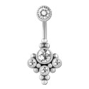 Bijou nombril motif ethnique 4 strass et minis boules acier 316L BNI 001