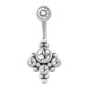 Bijou nombril motif ethnique 4 strass et minis boules acier 316L BNI 001
