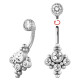 Bijou nombril motif ethnique 4 strass et minis boules acier 316L BNI 001
