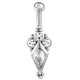 Bijou nombril motif ethnique losange 4 strass et minis boules acier 316L BNI 002