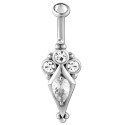 Bijou nombril motif ethnique losange 4 strass et minis boules acier 316L BNI 002