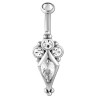 Bijou nombril motif ethnique losange 4 strass et minis boules acier 316L BNI 002