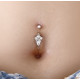 Bijou nombril motif ethnique losange 4 strass et minis boules acier 316L BNI 002