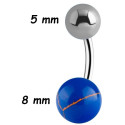 Bijou nombril acier 316L boules pierre synthétique Lapis Lazuli BNBP 01 LA