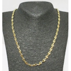 Collier acier doré grain de café 6 mm HC02D