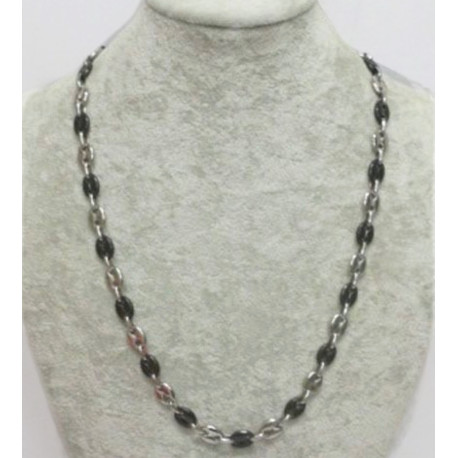 Collier acier et acier noir grain de café 8 mm HC08N