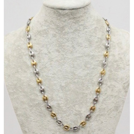 Collier acier et acier doré grain de café 8 mm HC08BI
