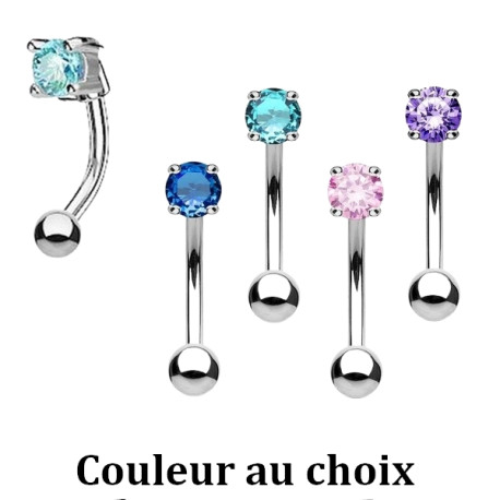 Barre pliée 1,2 mm acier 316L avec strass 3 mm ESC01