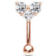 Barre pliée 1,2 mm acier doré rose motif coeur avec 3 strass blancs ESC16-RDC