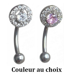Barre pliée 1,2 mm acier 316L brillant avec 14 strass autour ESC15