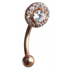 Barre pliée 1,2 mm acier 316L doré rose brillant avec 14 strass autour ESC15-RDC