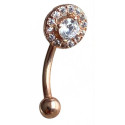 Barre pliée 1,2 mm acier 316L doré rose brillant avec 14 strass autour ESC15-RDC