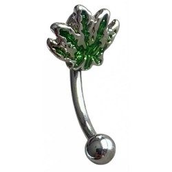 Barre pliée 1,2 mm acier 316L motif feuille verte ESC105