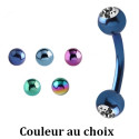 Barre pliée 1,2 mm titane coloré anodisé boules avec strass ATMBNDJ