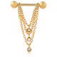 Bijou téton pendant 3 chaines et 3 strass - barre 1,6 mm acier doré 316L GPSNS 12