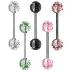 Barre 1,6 mm acier 316L boules pailletées acrylique U.V. BL2
