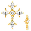 Motif croix gothique avec brillants blancs titane or G23, pour barre 1,2 mm avec pas de vis interne 0,8 mm TGPINMJ081