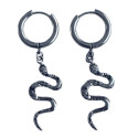 Paire d'anneaux ferm&eacute;s &agrave; clip serpents pendants acier 316L BO-AN-SERP