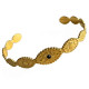 Bracelet jonc acier doré motif ethnique pierre onyx synthétique JFS06-N