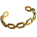 Bracelet jonc acier dor&eacute; motif gros maillons JFS09