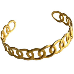 Bracelet jonc acier doré motif mailles chaine JFS11