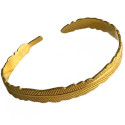 Bracelet jonc acier dor&eacute; motif plume JFS1
