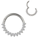 Anneau avec strass blanc face contour sertis pour septum / oreille titane ASTM F136 G 23 TBHJ 023