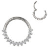 Anneau avec strass blanc face contour sertis pour septum / oreille titane ASTM F136 G 23 TBHJ 023