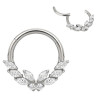 Anneau avec papillon strass blanc face contour sertis pour septum / oreille titane ASTM F136 G 23 TBHJ 022