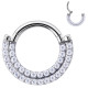 Anneau avec 2 lignes strass blanc face contour sertis pour septum / oreille titane ASTM F136 G 23 TBHJ 006
