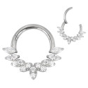 Anneau avec marquise strass blanc face contour sertis pour septum / oreille titane ASTM F136 G 23 TBHJ 037