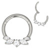 Anneau avec marquise 5 strass blanc face contour sertis pour septum / oreille titane ASTM F136 G 23 TBHJ 032
