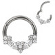 Anneau avec marquise fleurs strass blancs face contour sertis pour septum / oreille titane ASTM F136 G 23 TBHJ 025