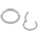 Anneau ovale avec strass blanc face contour sertis pour septum / oreille titane ASTM F136 G 23 TBHJ 011