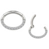 Anneau ovale avec strass blanc face contour sertis pour septum / oreille titane ASTM F136 G 23 TBHJ 011