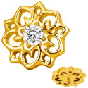 Embout fleur ethnique avec brillant blanc serti titane G23, pour barre 1,2 mm avec pas de vis interne 0,8 mm TGPINMJ065