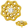 Embout fleur ethnique avec brillant blanc serti titane G23, pour barre 1,2 mm avec pas de vis interne 0,8 mm TGPINMJ068