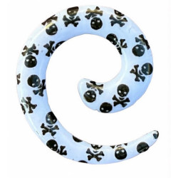 Elargisseur spirale cranes pirate oreille acrylique blanc gros diamètre USP-pirate