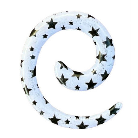 Elargisseur spirale diverses étoiles oreille acrylique blanc gros diamètre USP-etoiles-div-WH