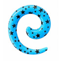 Elargisseur spirale diverses &eacute;toiles oreille acrylique bleu gros diam&egrave;tre USP-etoiles-div-BL